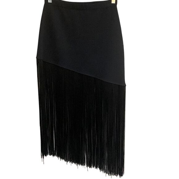 Woman's Black Angled Fringe Skirt Made in USA Size Small - Picture 1 of 6